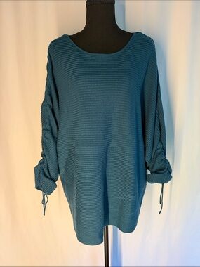 a.n.a Teal Ribbed Crew Neck Sweater